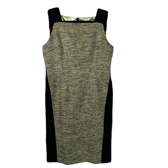 T. Tahari Women's Dress Sheath Knitted Square Neck Black Green, Sz 12 - Picture 3 of 16